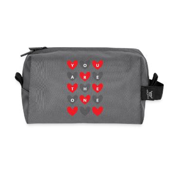 You Are The One Romantic Heart Pattern Graphic - Recycelte Kulturtasche - Anthrazit - Vorne