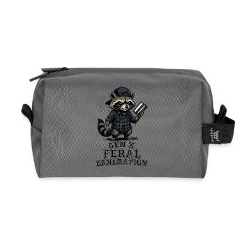 Retro Waschbär Gen X Feral Generation - Recycelte Kulturtasche - Anthrazit - Vorne