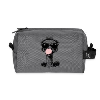 Cool Ostrich Blowing Bubblegum - Recycled Toiletry Zip Bag - anthracite - Front