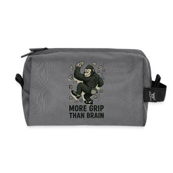 Plus de prise que de cerveau – Bloc de gorille - Trousse de toilette en tissu recyclé - anthracite - Devant