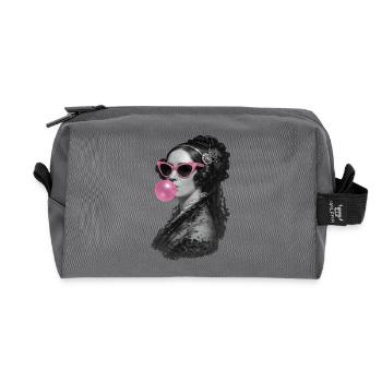 Ada Lovelace mit rosa Sonnenbrille und Kaugummi - Recycelte Kulturtasche - Anthrazit - Vorne