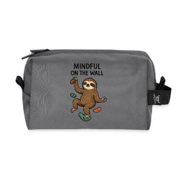 Mindful on the Wall – Zen Sloth on Wall - Recycled Toiletry Zip Bag - anthracite - Front