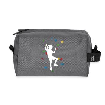 Climbing Wall Girl White – Boulder - Recycled Toiletry Zip Bag - anthracite - Front
