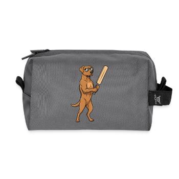 Lustiger Muskelhund Mit Cricket Schlaeger - Recycelte Kulturtasche - Anthrazit - Vorne