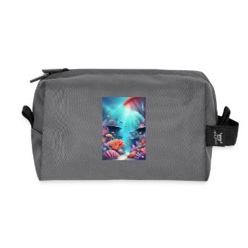 Colorful coral reefs - Recycled Toiletry Zip Bag - anthracite - Front