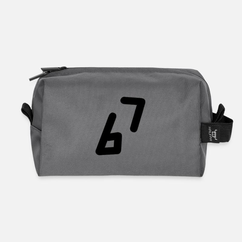 6 7 Zahl Schwarz - Recycelte Kulturtasche - Anthrazit