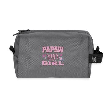 Papaw dit fille grossesse annonce fête de bébé - Trousse de toilette en tissu recyclé - anthracite - Devant