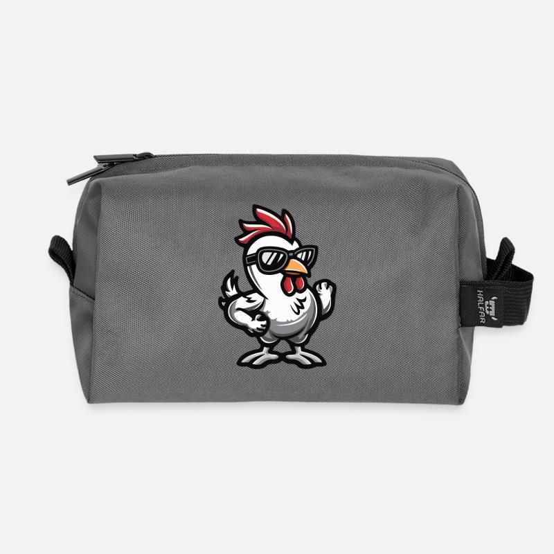 Huhn Cool Comic - Recycelte Kulturtasche - Anthrazit