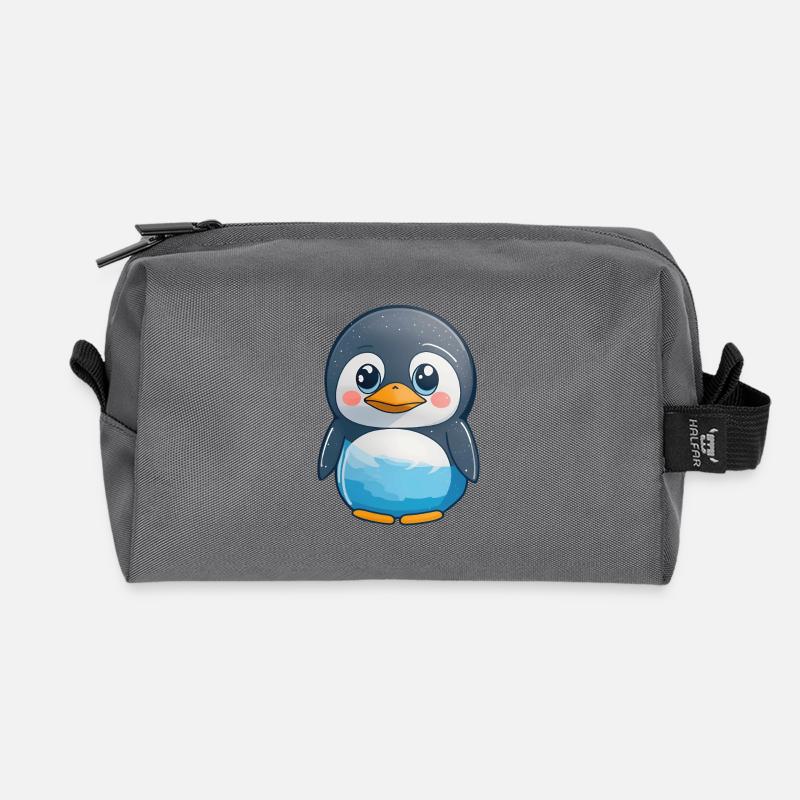 Totally cute penguin - Recycled Toiletry Zip Bag - anthracite