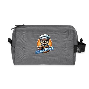 Drôle de petite loutre avec chapeau de boulanger et bretzel - Trousse de toilette en tissu recyclé - anthracite - Devant