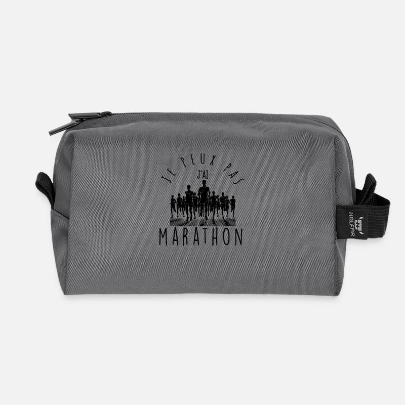 Ich kann nicht, ich habe Marathon. - Recycelte Kulturtasche - Anthrazit