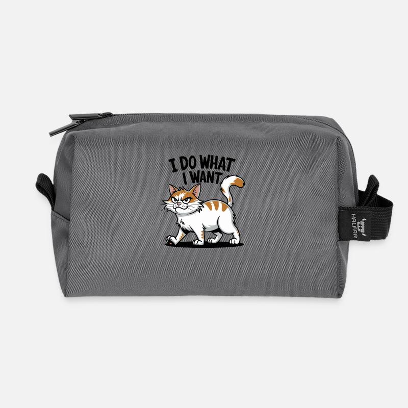 Selbstbewusste Katze: Ich mache, was ich will Design - Recycelte Kulturtasche - Anthrazit