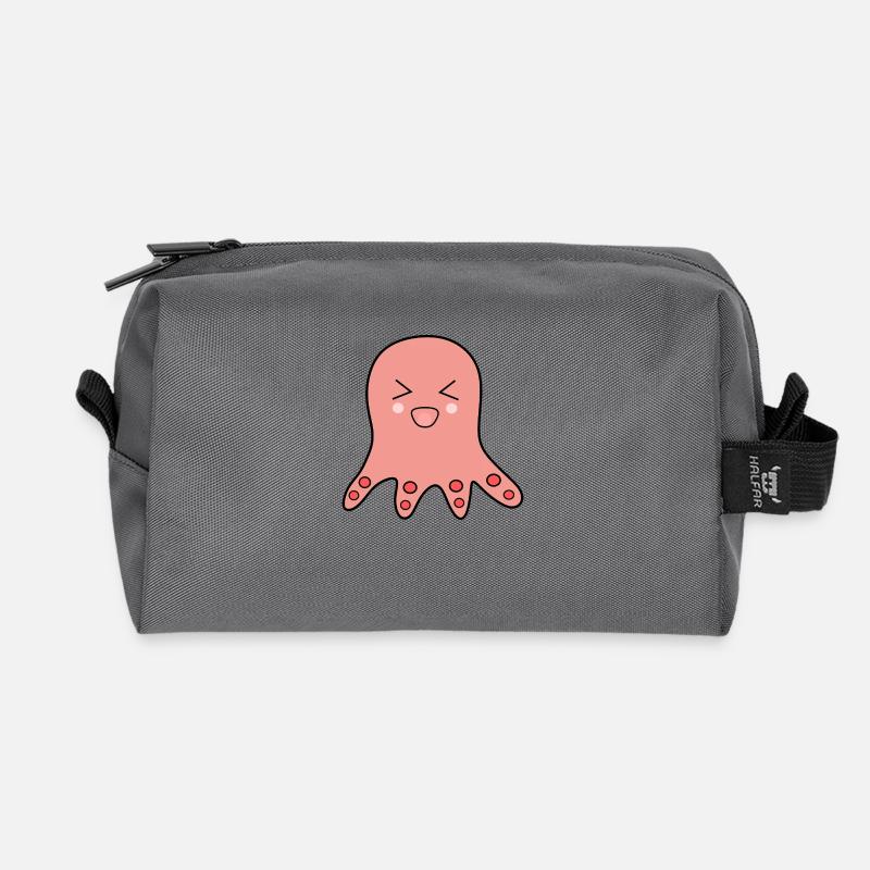 Octopus Marine Animals - Recycled Toiletry Zip Bag - anthracite