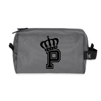 Letter P - Recycled Toiletry Zip Bag - anthracite - Front