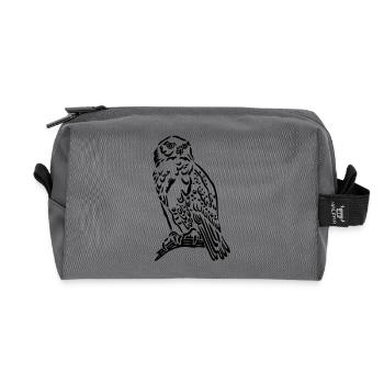 Beautiful Snowy Owl in Tattoo Style. - Recycled Toiletry Zip Bag - anthracite - Front