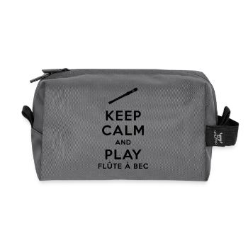 Keep calm and play flûte à bec - Trousse de toilette en tissu recyclé - anthracite - Devant