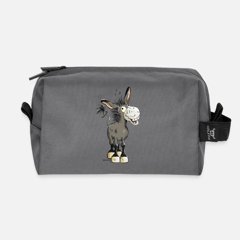 Smiling Donkey - Recycled Toiletry Zip Bag - anthracite