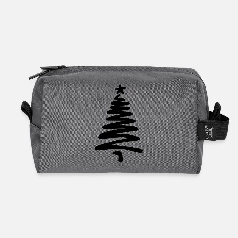 Weihnachtsbaum linear handgezeichnet - Recycelte Kulturtasche - Anthrazit