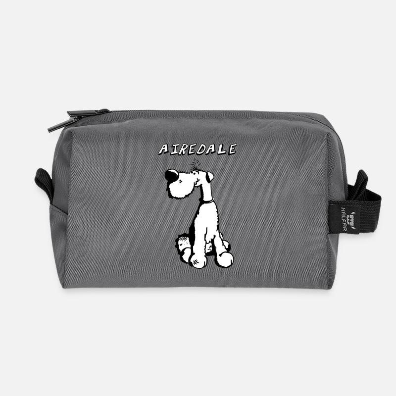 Happy Airedale Terrier - Recycelte Kulturtasche - Anthrazit