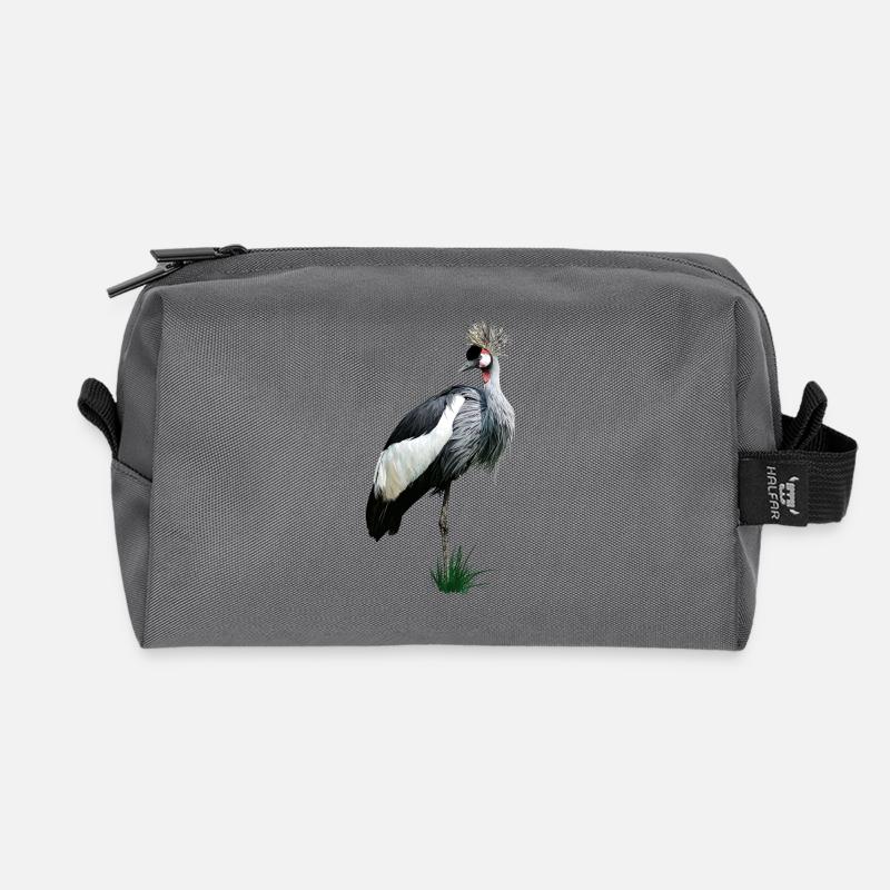Kronenkranich - Recycelte Kulturtasche - Anthrazit