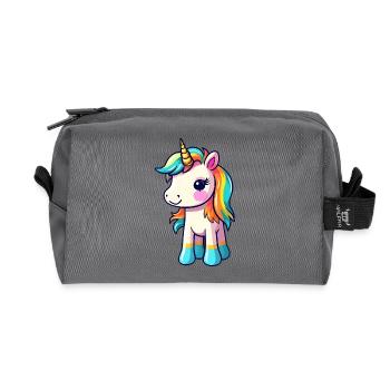 Einhorn-Pride-Design | Einhorn | Regenbogen - Recycelte Kulturtasche - Anthrazit - Vorne