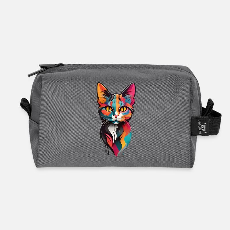 colorful cat face - Recycelte Kulturtasche - Anthrazit