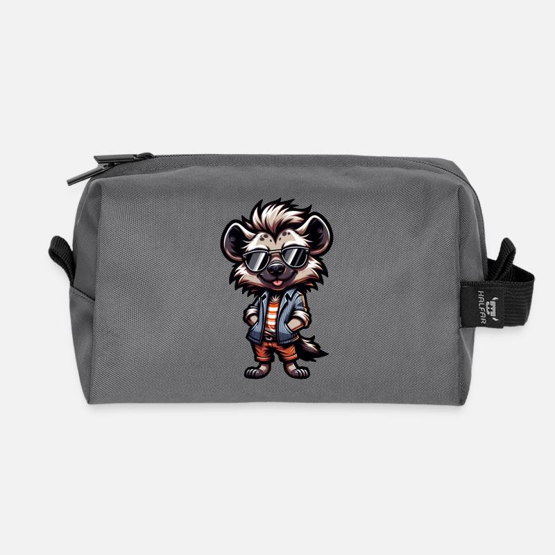Coole Hyäne Comic Cartoon Design - Recycelte Kulturtasche - Anthrazit