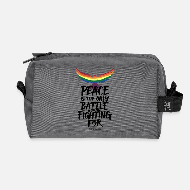 Fiery Rainbow Tongue Flight with Peace Message - Recycled Toiletry Zip Bag - anthracite