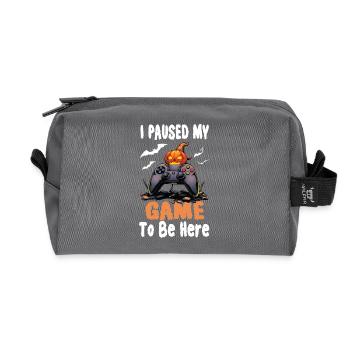 I Paused My Game To Be Here With Pumpkin VideoGame - Recycled Toiletry Zip Bag - anthracite - Front