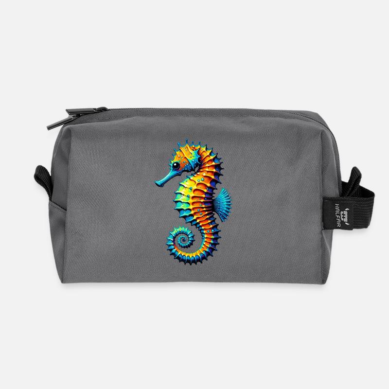 Seepferdchen - Recycelte Kulturtasche - Anthrazit