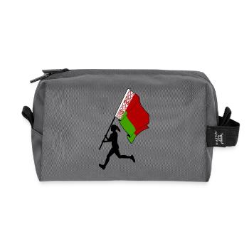 Flagge Weißrussland Frau läuft - Recycelte Kulturtasche - Anthrazit - Vorne