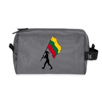 Flag Lithuania woman walking - Recycled Toiletry Zip Bag - anthracite - Front