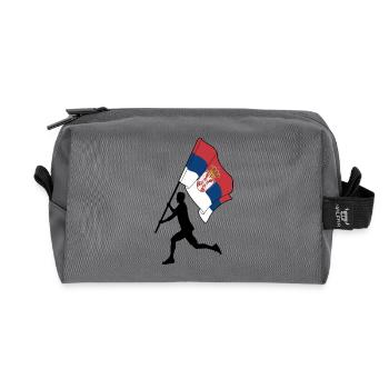 Drapeau Serbie homme courant - Trousse de toilette en tissu recyclé - anthracite - Devant