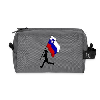 Flagge Slowenien Frau läuft - Recycelte Kulturtasche - Anthrazit - Vorne