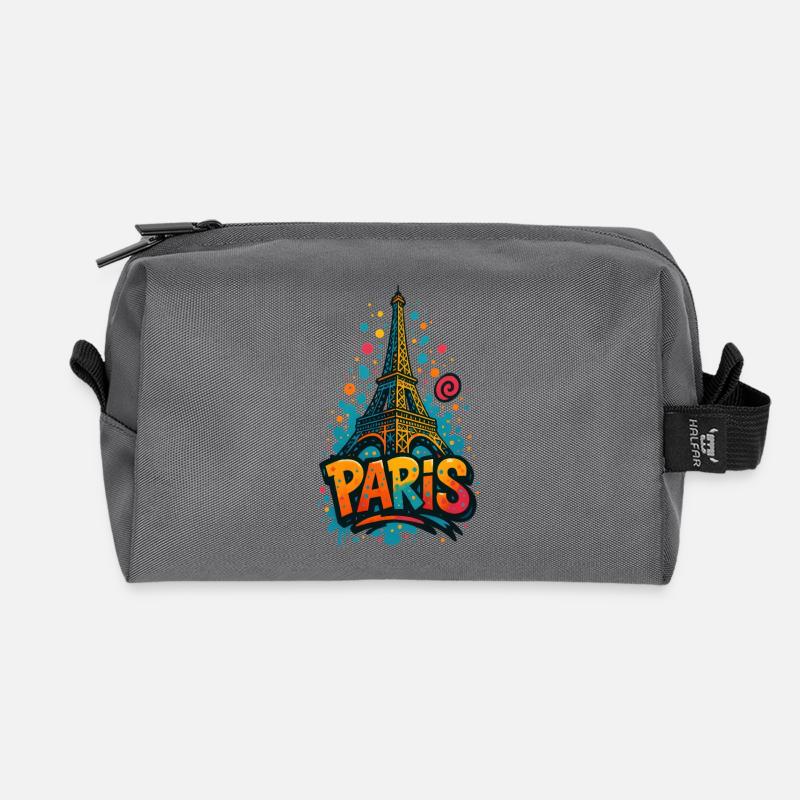 Paris Eiffelturm Shirt – Graffiti Street Art Style - Recycelte Kulturtasche - Anthrazit