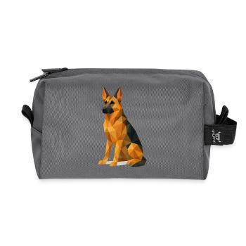 Deutscher Schäferhund in Low Poly - Recycelte Kulturtasche - Anthrazit - Vorne