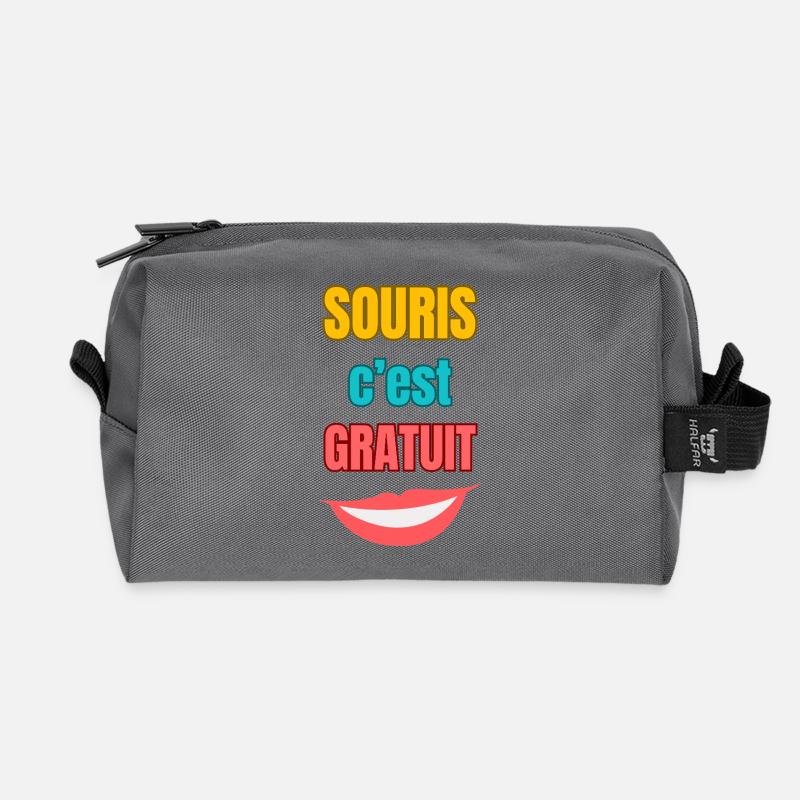 Mouse is free — colorful typography - Recycled Toiletry Zip Bag - anthracite