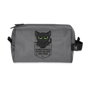 Je n’apporte pas de malchance Sac de poitrine de chat noir - Trousse de toilette en tissu recyclé - anthracite - Devant