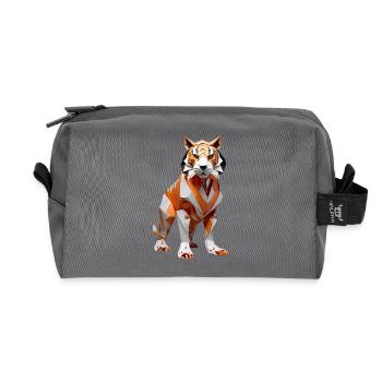 Geometrischer Low-Poly Tiger - Recycelte Kulturtasche - Anthrazit - Vorne