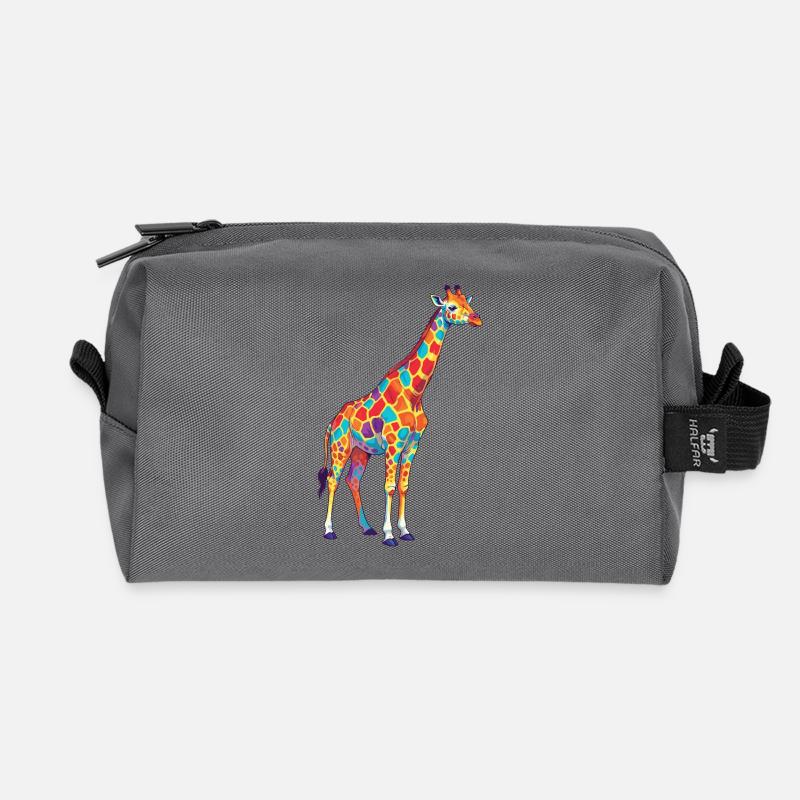 Bunte Giraffen-Regenbogen-Pop-Art-Aquarell - Recycelte Kulturtasche - Anthrazit