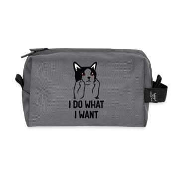 drôle de chat - I do what i want - Trousse de toilette en tissu recyclé - anthracite - Devant