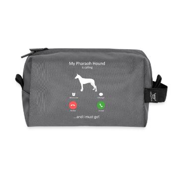 Pharaoh Hound Is Calling Funny Dog Phone Alert - Recycled Toiletry Zip Bag - anthracite - Front