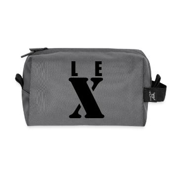 Lex – First Name Design | Minimal Typography - Recycelte Kulturtasche - Anthrazit - Vorne