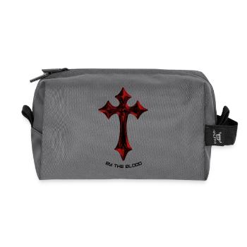 Rotes Gothic Kreuz-Talisman - Recycelte Kulturtasche - Anthrazit - Vorne