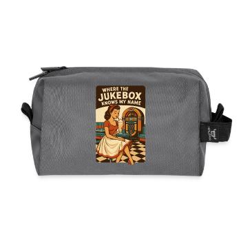 50s Diner Pin-Up: Where the Jukebox Knows My Name - Recycled Toiletry Zip Bag - anthracite - Front