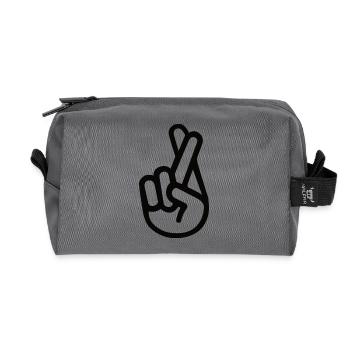Crossed Fingers - Fingers crossed - Recycled Toiletry Zip Bag - anthracite - Front