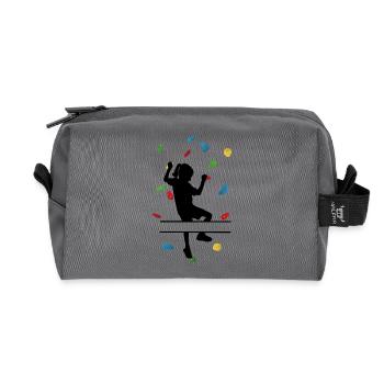 Climbing Wall Girl – Custom Climber - Recycled Toiletry Zip Bag - anthracite - Front