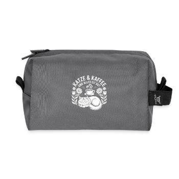 Katze und Kaffee ist alles was ich brauche - Recycelte Kulturtasche - Anthrazit - Vorne