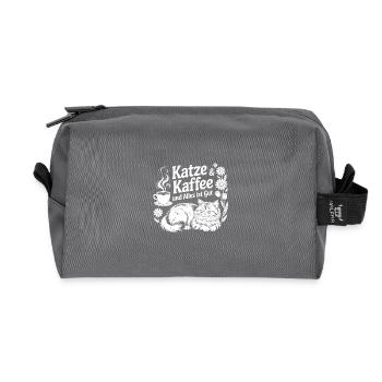 Katze und Kaffee ist alles was ich brauche - Recycelte Kulturtasche - Anthrazit - Vorne
