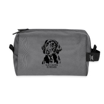 FLAT COATED RETRIEVER canine dog gun dog Wilsigns - Recycled Toiletry Zip Bag - anthracite - Front